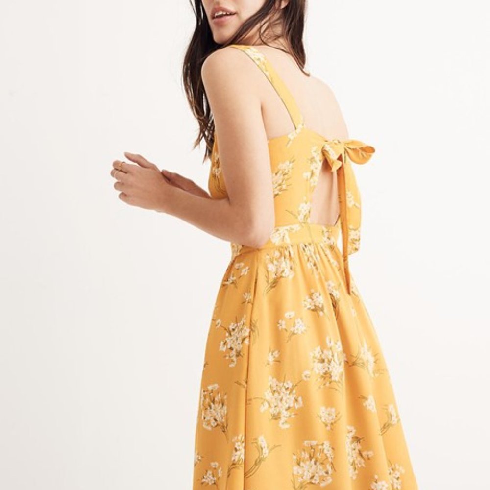 Golden Silk Madewell Fleur Bow-Back Mini Dress - 6